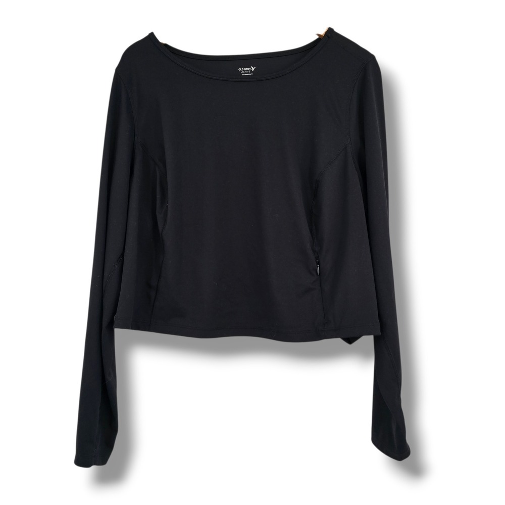 Old Navy Active Powersoft Go-Dry Black Cropped Long Sleeve Top Womens 2X